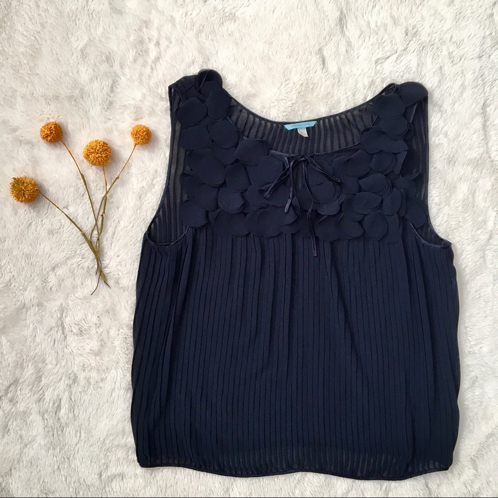 Anthropologie Leifnotes Sleeveless Silk Navy Top